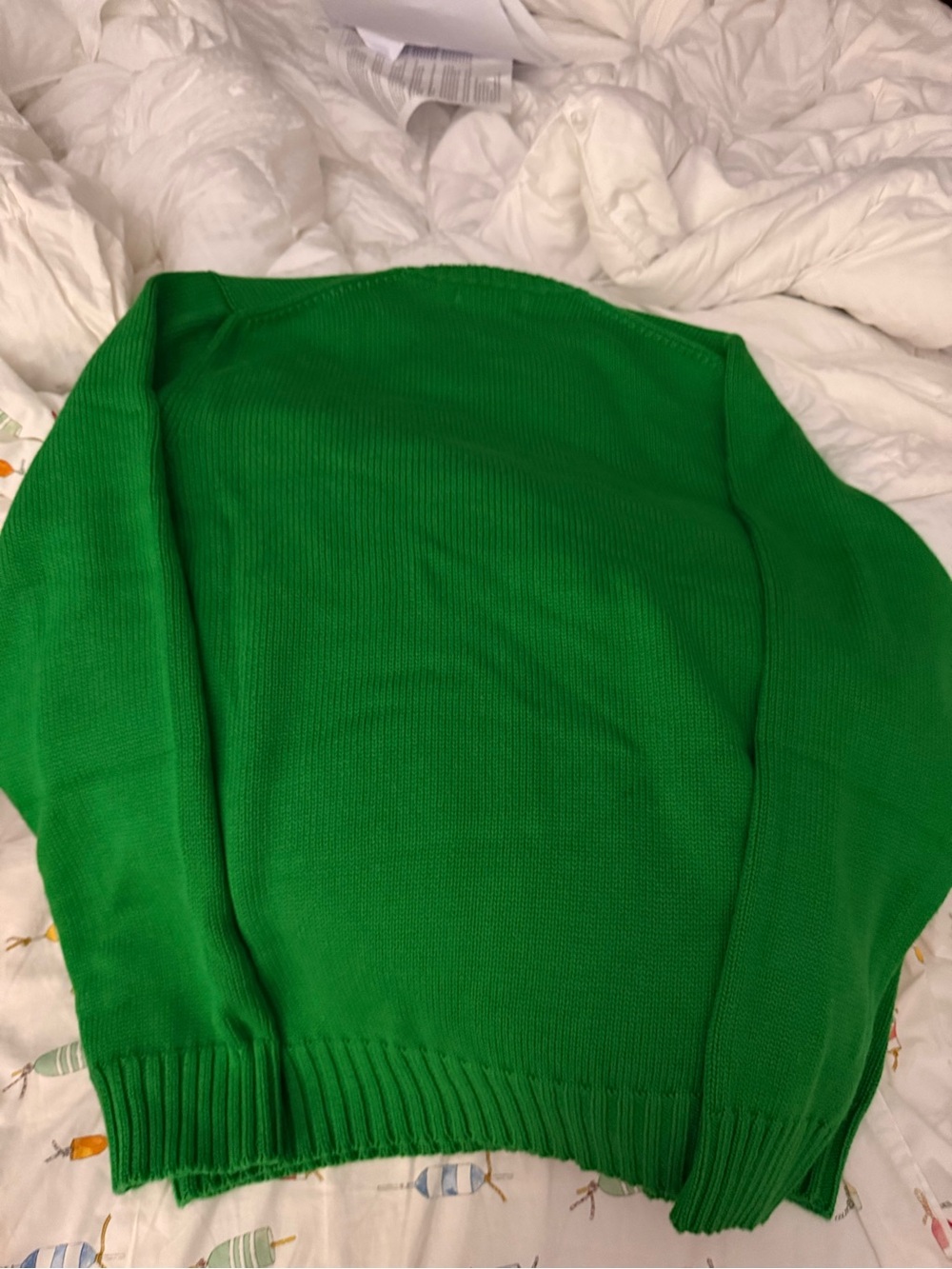 Ralph Lauren Green Crewneck Sweater with Flag Knit - Picture 3 of 4